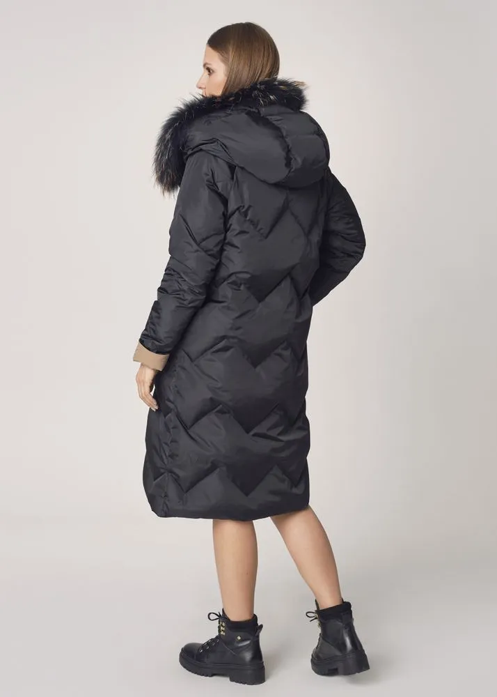 Women Reversible Faux Fur Hood Coat For Winter
