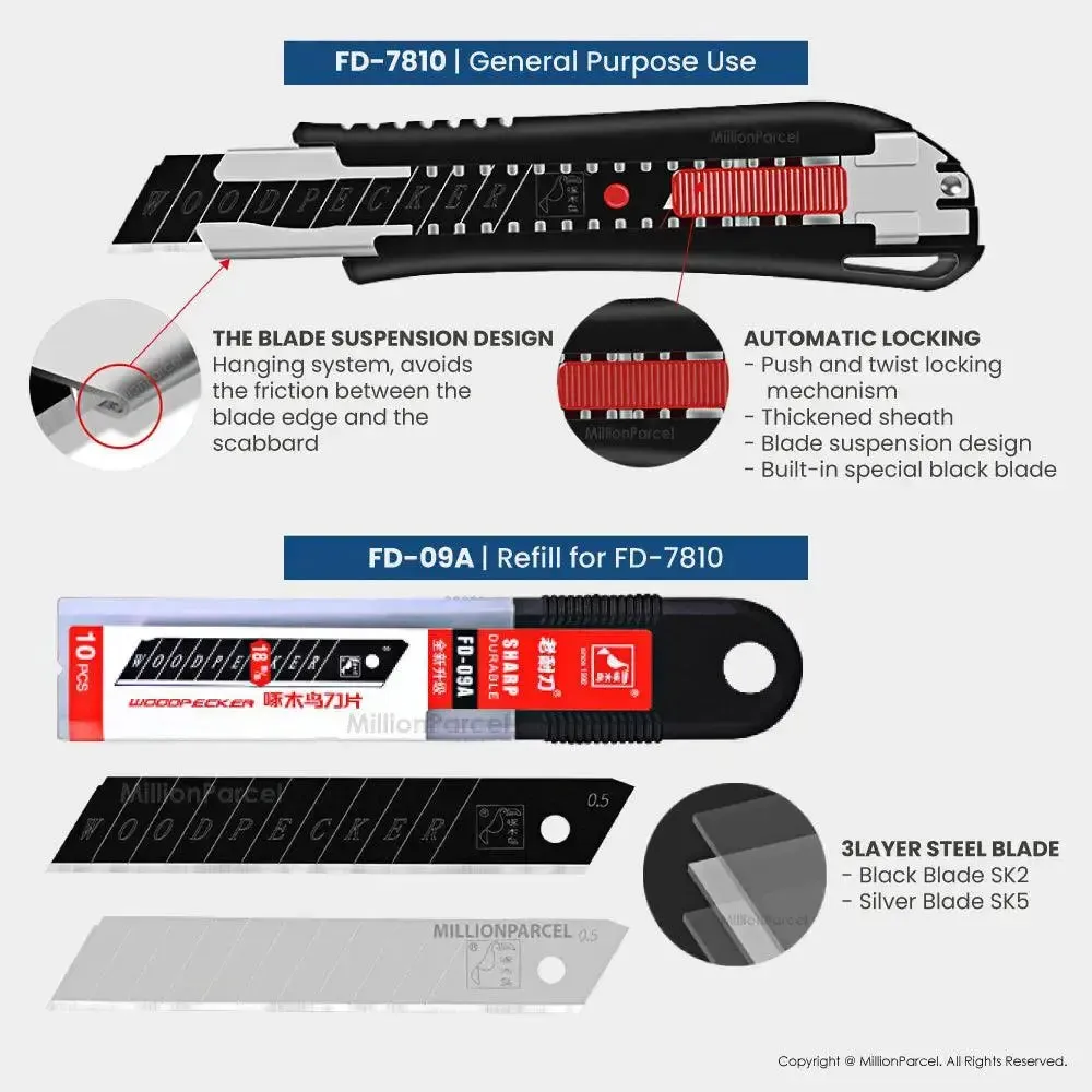 Woodpecker Utility Knife | Penknife & Refill Blades