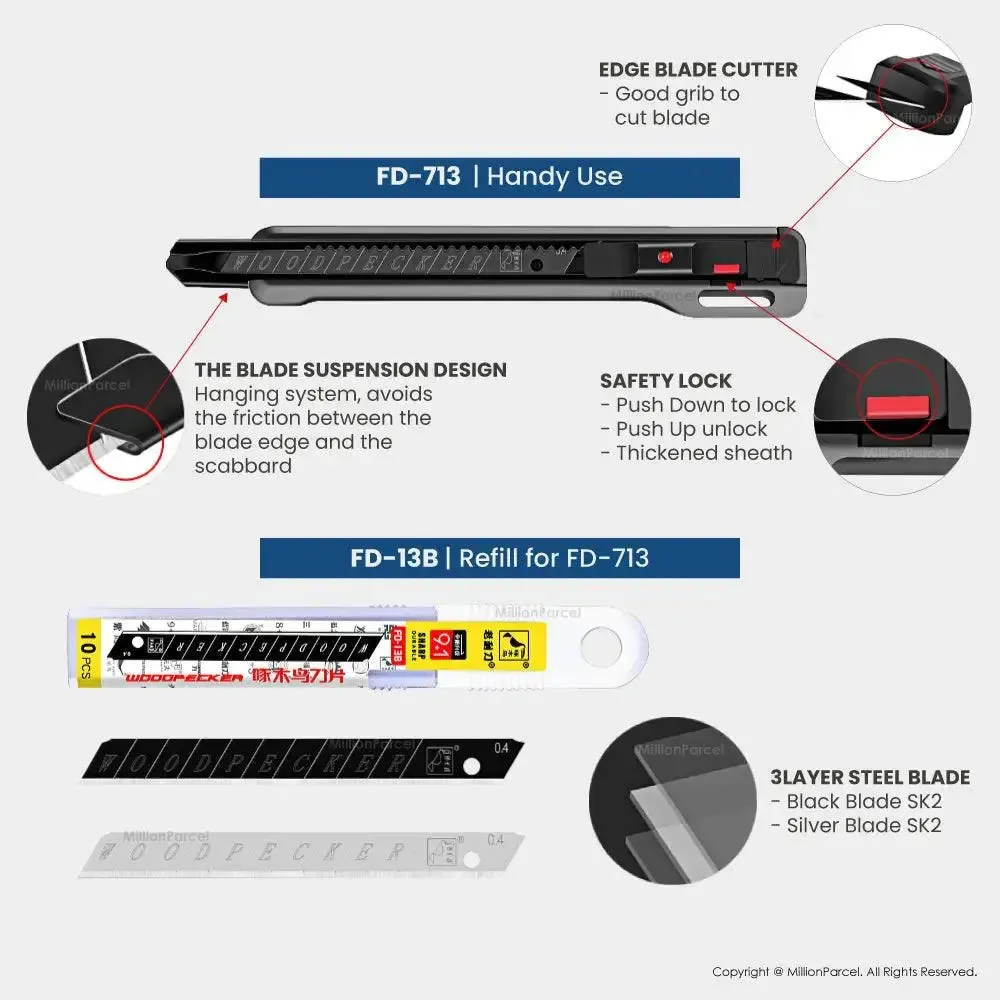 Woodpecker Utility Knife | Penknife & Refill Blades