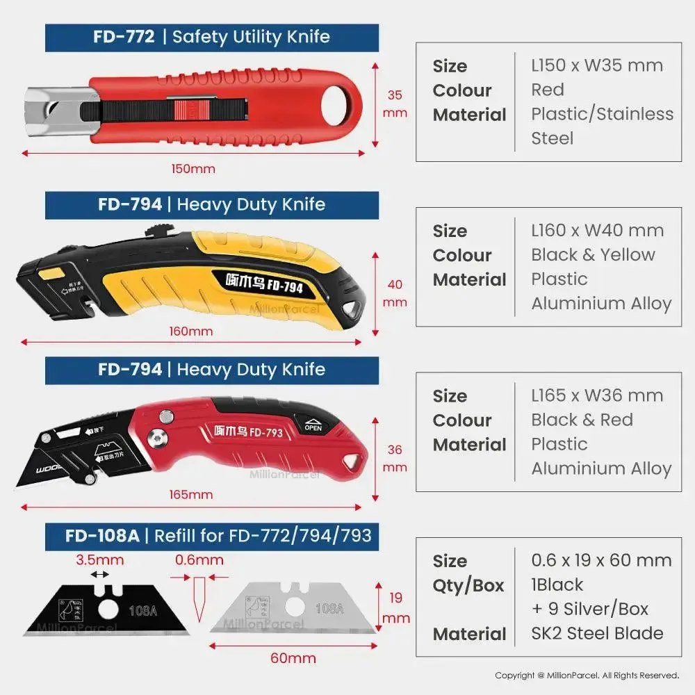 Woodpecker Utility Knife | Penknife & Refill Blades