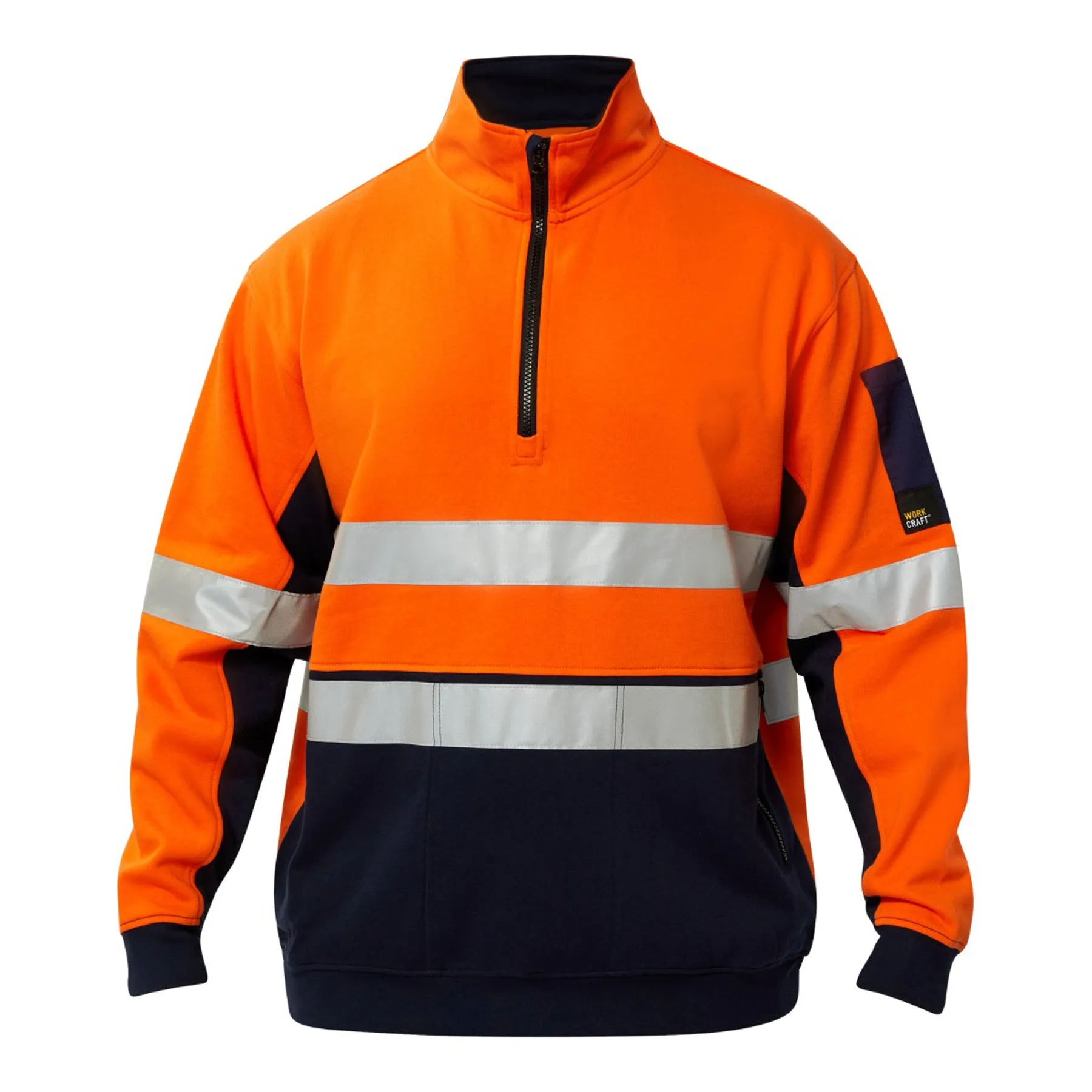 Work Craft HI VIS HALF ZIP COTTON REFLECTIVE PULLOVER - WT8018