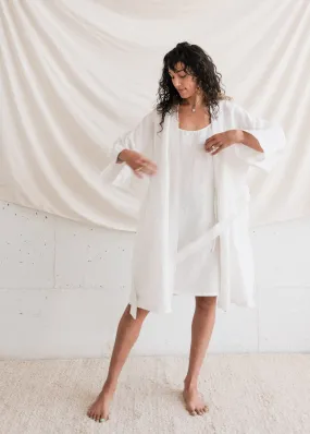 Yayla Robe - Handwoven Linen & Cotton - Cloud White