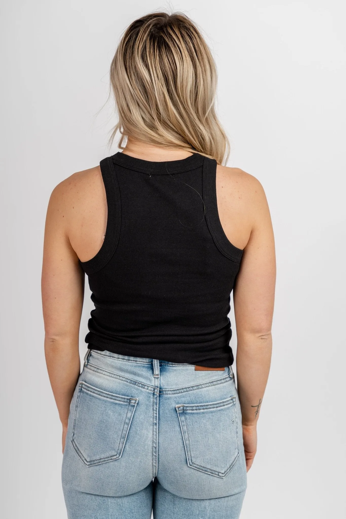 Z Supply Lilly ribbed tank top black